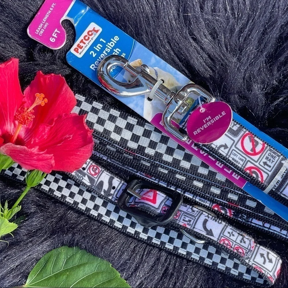 PETCO 2 In 1 Reversible Street Sign Print Dog Collar & Leash Set